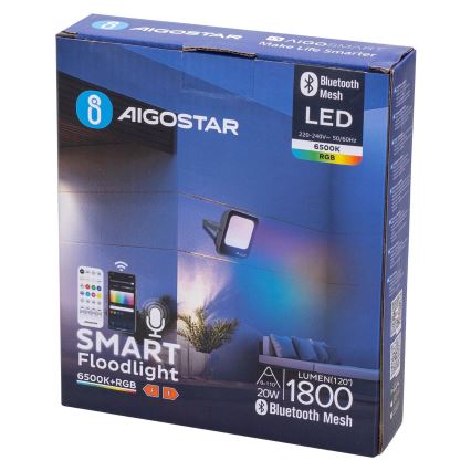 Aigostar - LED RGBW Stmievateľný reflektor MESH Smart LED/20W/230V 6500K IP65 + diaľkové ovládanie