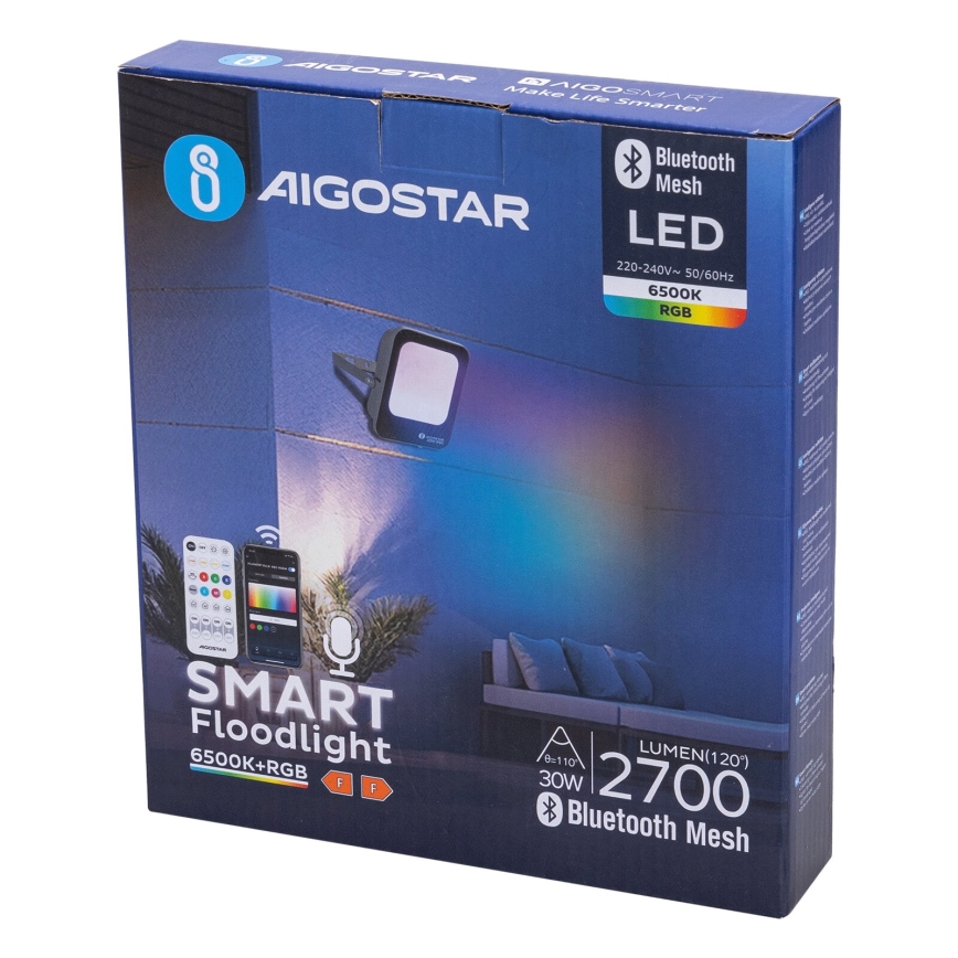 Aigostar - LED RGBW Stmievateľný reflektor MESH Smart LED/30W/230V 6500K IP65 + diaľkové ovládanie