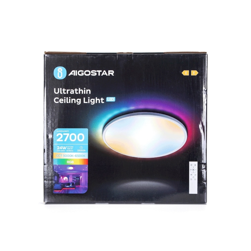 Aigostar - LED RGBW Stmievateľné kúpeľňové stropné svietidlo LED/24W/230V 3000-6500K pr. 42 cm IP44 + diaľkové ovládanie