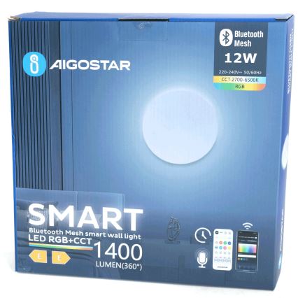 Aigostar - LED RGBW Stmievateľné nástenné svietidlo MESH Smart LED/12W/230V 2700-6500K biela + diaľkové ovládanie