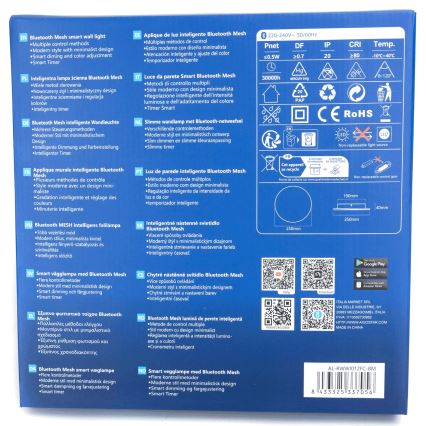 Aigostar - LED RGBW Stmievateľné nástenné svietidlo MESH Smart LED/12W/230V 2700-6500K čierna + diaľkové ovládanie