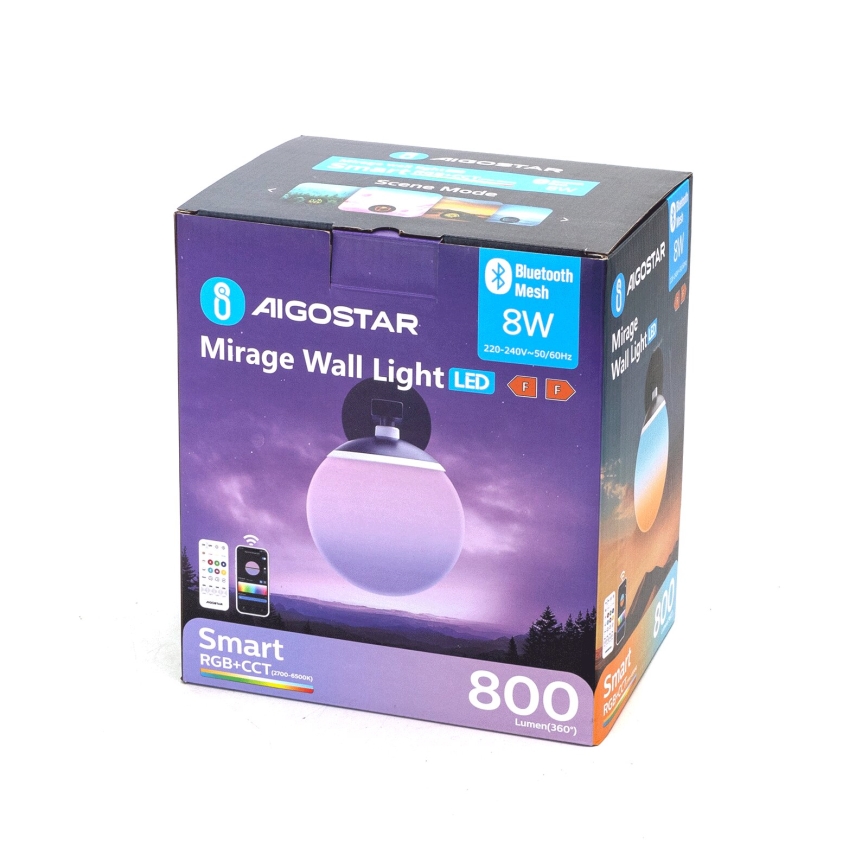 Aigostar - LED RGBW Stmievateľné nástenné svietidlo MESH Smart LED/8W/230V + diaľkové ovládanie
