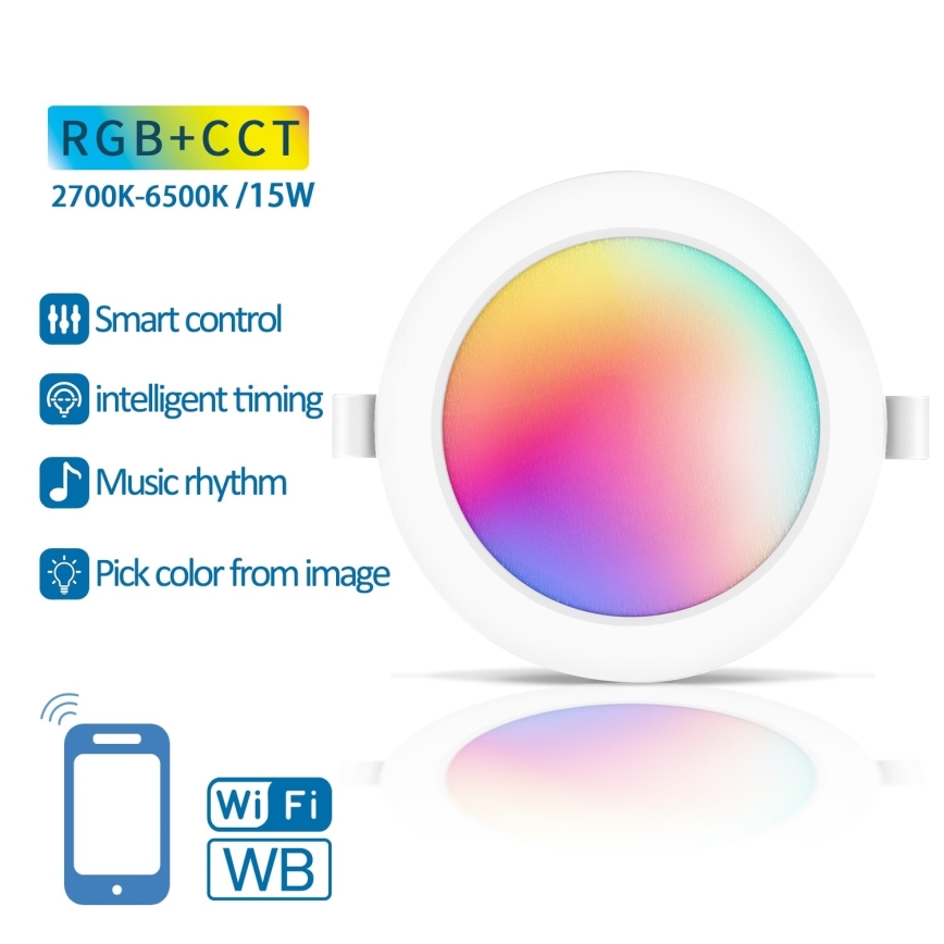 Aigostar - LED RGBW Stmievateľné podhľadové svietidlo LED/15W/230V 2700-6500K pr. 17,5 cm Wi-Fi