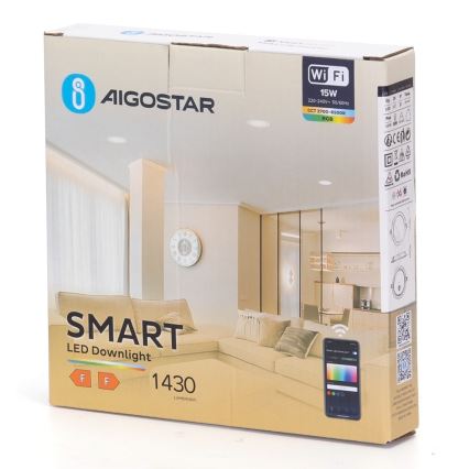 Aigostar - LED RGBW Stmievateľné podhľadové svietidlo LED/15W/230V 2700-6500K pr. 17,5 cm Wi-Fi