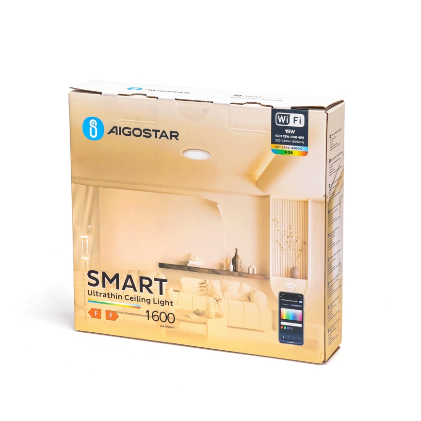 Aigostar - LED RGBW Stmievateľné stropné svietidlo LED/19W/230V 2700-6500K Wi-Fi