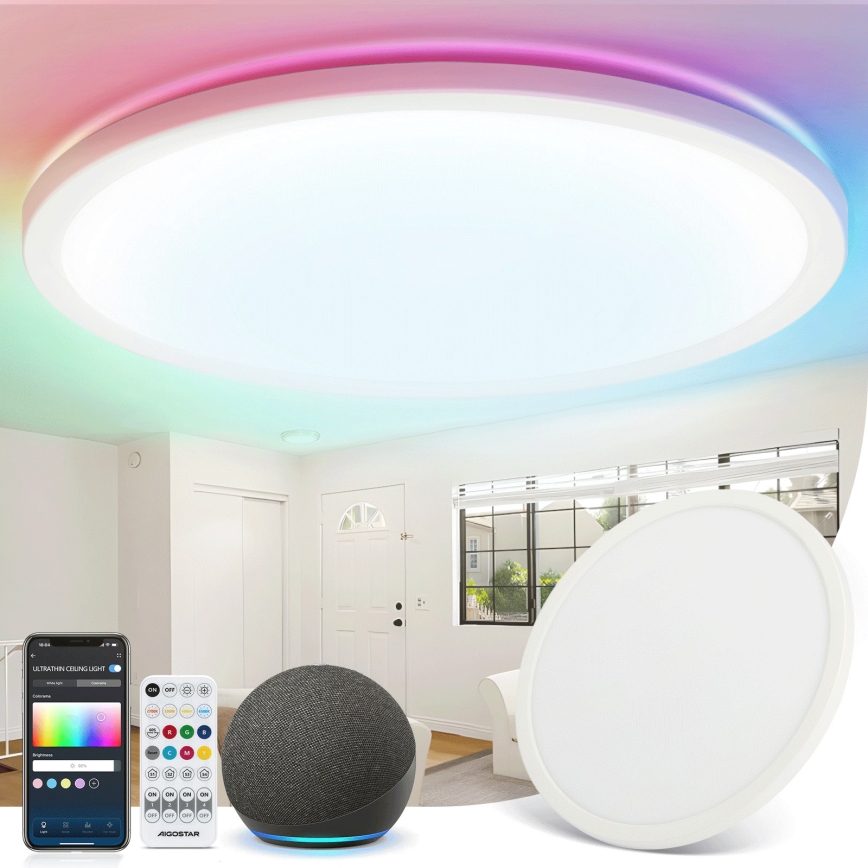 Aigostar - LED RGBW Stmievateľné stropné svietidlo MESH LED/24W/230V 3000-6500K biela + diaľkové ovládanie