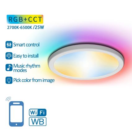 Aigostar - LED RGBW Stmievateľné stropné svietidlo LED/25W/230V 2700-6500K Wi-Fi