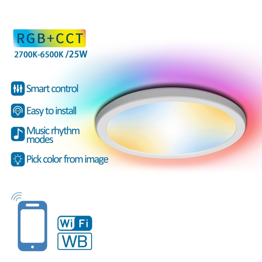 Aigostar - LED RGBW Stmievateľné stropné svietidlo LED/25W/230V 2700-6500K Wi-Fi
