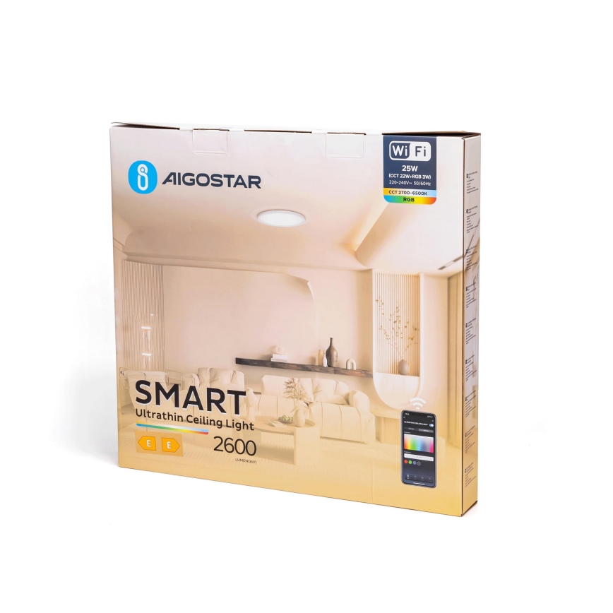 Aigostar - LED RGBW Stmievateľné stropné svietidlo LED/25W/230V 2700-6500K Wi-Fi
