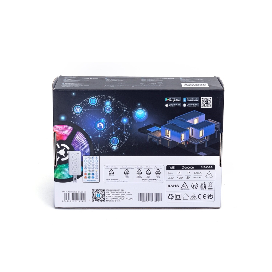 Aigostar - LED RGBW Stmievateľný pásik LED/48W/12V 2x7,5 m Wi-Fi