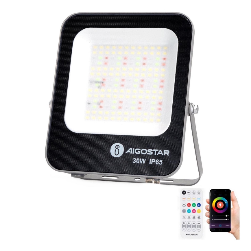 Aigostar - LED RGBW Stmievateľný reflektor MESH Smart LED/30W/230V 6500K IP65 + diaľkové ovládanie