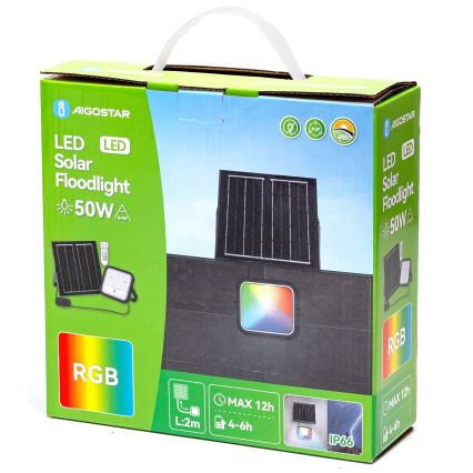 Aigostar - LED RGBW Stmievateľný solárny reflektor LED/50W/3,4V IP66 + diaľkové ovládanie