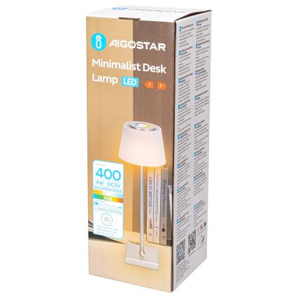 Aigostar - LED RGBW Vonkajšia stmievateľná nabíjacia stolná lampa LED/4W/5V 3600mAh biela/matný chróm IP54
