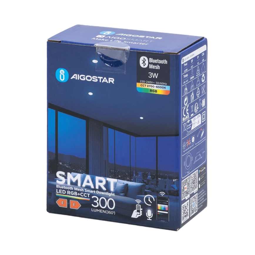 Aigostar - LED RGBW Stmievateľné kúpeľňové podhľadové svietidlo MESH Smart LED/3W/230V 2700-6500K IP44