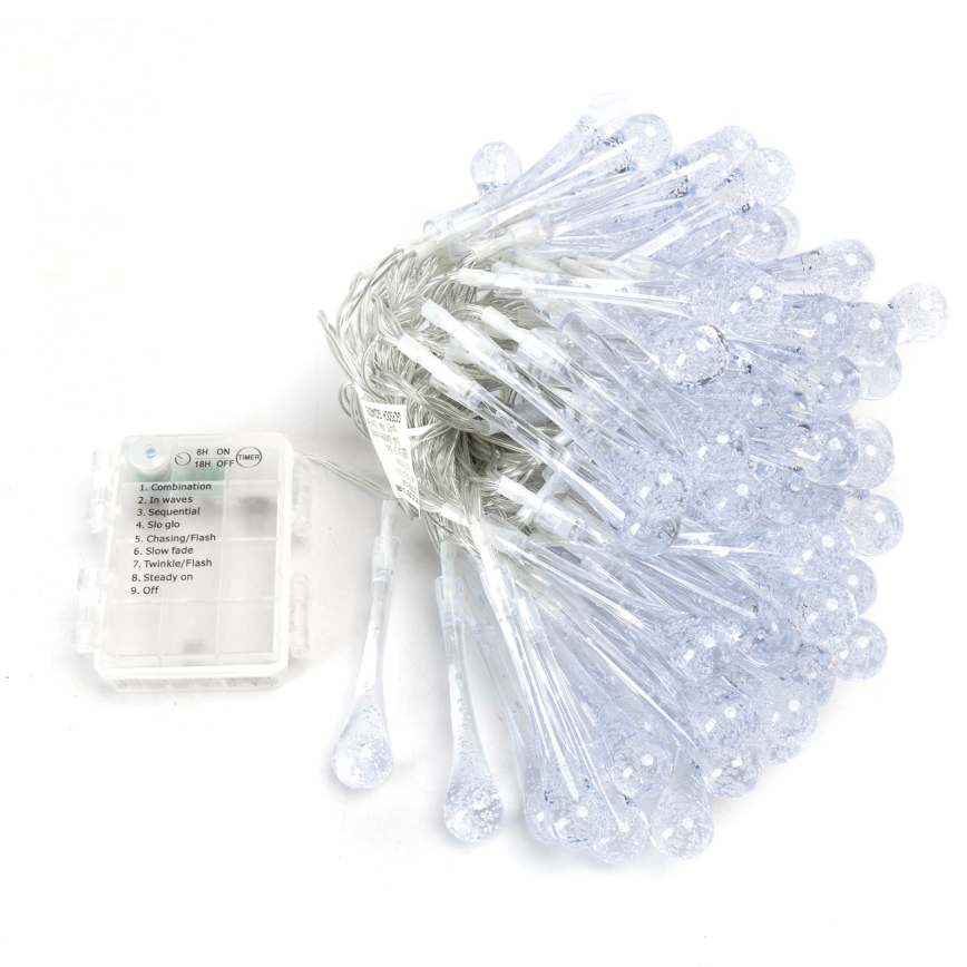 Aigostar - LED vonkajší vianočný reťaz 100xLED/8 funkcií 3xAA 10m IP44 viacfarebné kvapky