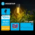 Aigostar - LED Solárna dekoračná reťaz 10xLED/8 funkcií 10,5m IP65 teplá biela