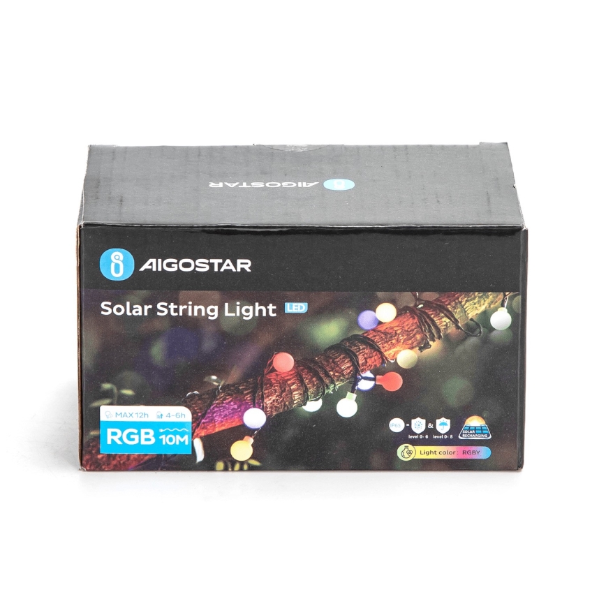 Aigostar - LED Solárna dekoračná reťaz 50xLED/8 funkcií 12m IP65 800 mAh multicolor
