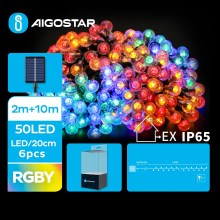 Aigostar - LED Solárna dekoračná reťaz 50xLED/8 funkcií 12m IP65 multicolor
