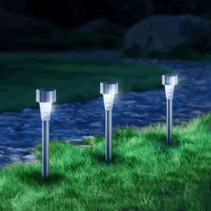 Aigostar - LED Solárna lampa LED/0,006W/1,2V 40 mAh 29,5 cm matný chróm 6500K IP44