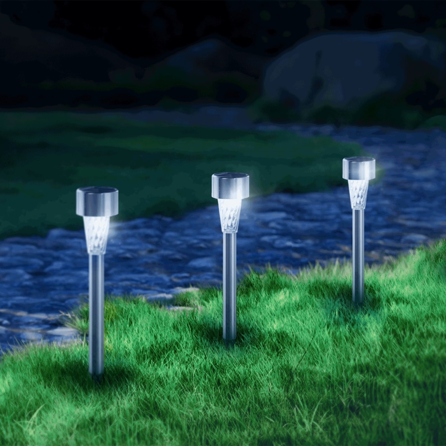 Aigostar - LED Solárna lampa LED/0,006W/1,2V 40 mAh 29,5 cm matný chróm 6500K IP44