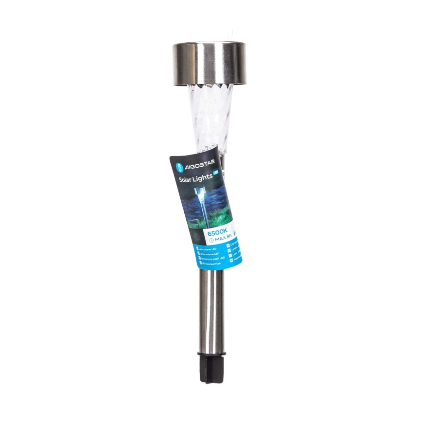 Aigostar - LED Solárna lampa LED/0,006W/1,2V 40 mAh 29,5 cm matný chróm 6500K IP44