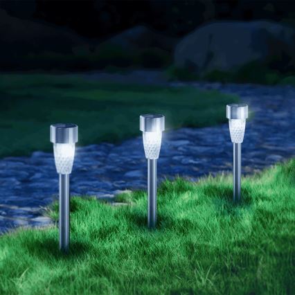 Aigostar - LED Solárna lampa LED/0,006W/1,2V 40 mAh 29,7 cm matný chróm 6500K IP44