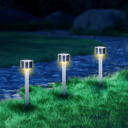 Aigostar - LED Solárna lampa LED/0,006W/1,2V 32cm matný chróm 2700K IP44