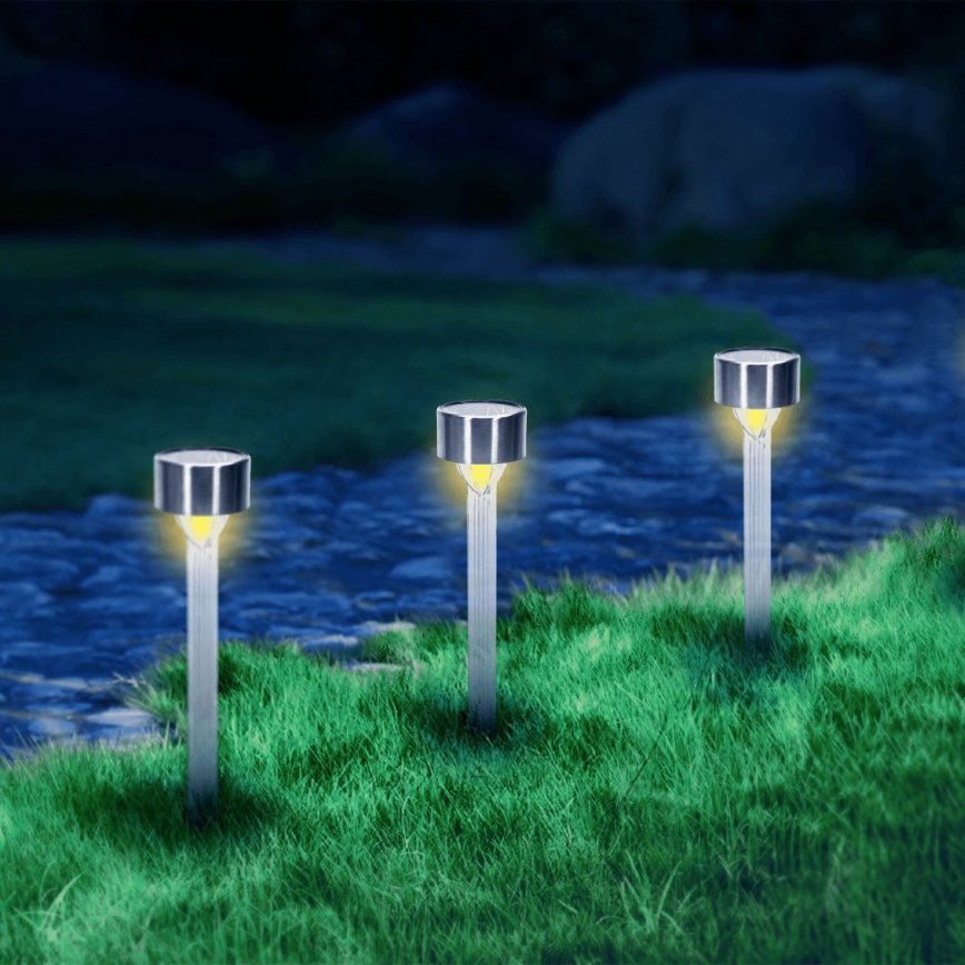 Aigostar - LED Solárna lampa LED/0,006W/1,2V 32cm matný chróm 2700K IP44