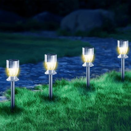 Aigostar - LED Solárna lampa LED/0,006W/1,2V 35,5cm matný chróm 2700K IP44