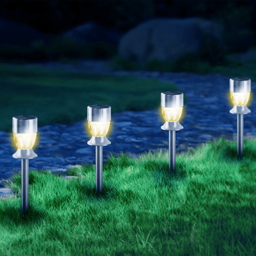 Aigostar - LED Solárna lampa LED/0,006W/1,2V 35,5cm matný chróm 2700K IP44
