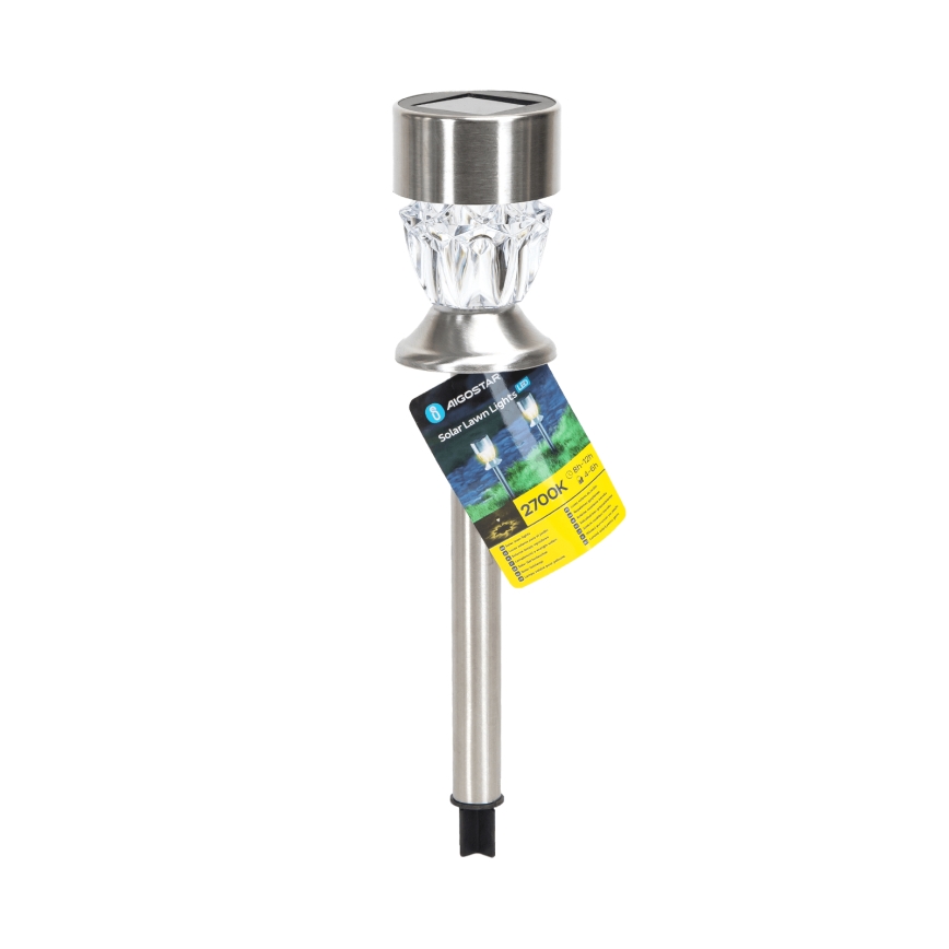 Aigostar - LED Solárna lampa LED/0,006W/1,2V 35,5cm matný chróm 2700K IP44
