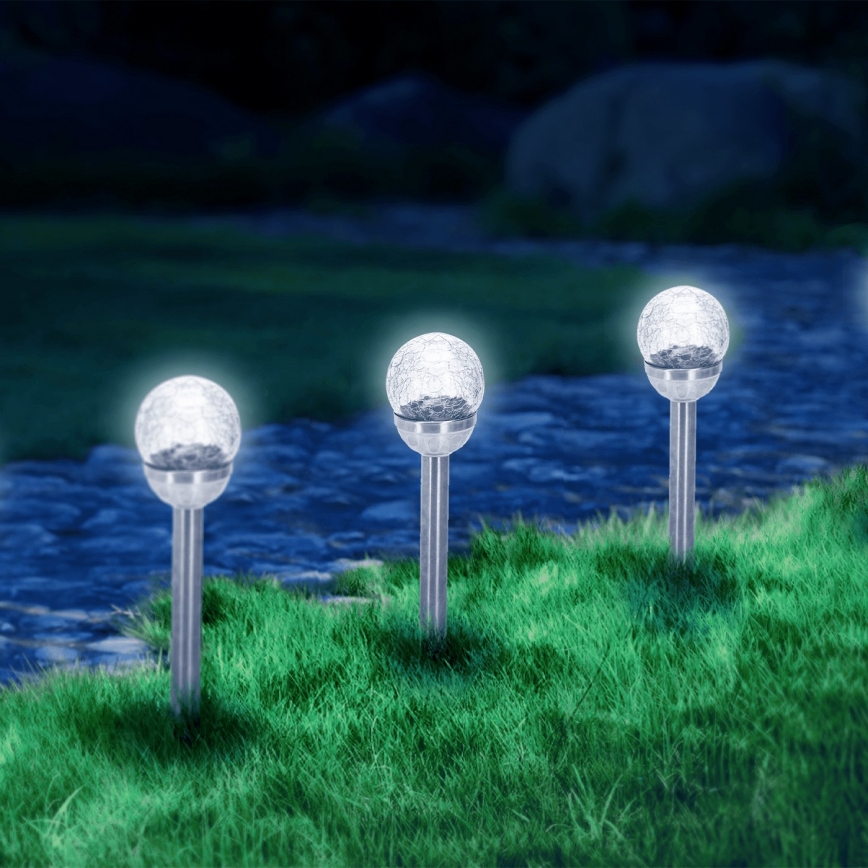 Aigostar - LED Solárna lampa LED/0,006W/1,2V 37,8cm matný chróm 6500K IP44 100 mAh