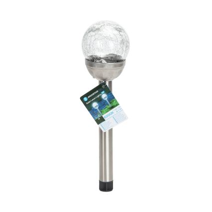 Aigostar - LED Solárna lampa LED/0,006W/1,2V 37,8cm matný chróm 6500K IP44 100 mAh