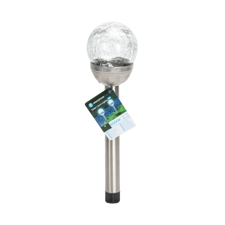 Aigostar - LED Solárna lampa LED/0,006W/1,2V 37,8cm matný chróm 6500K IP44 100 mAh