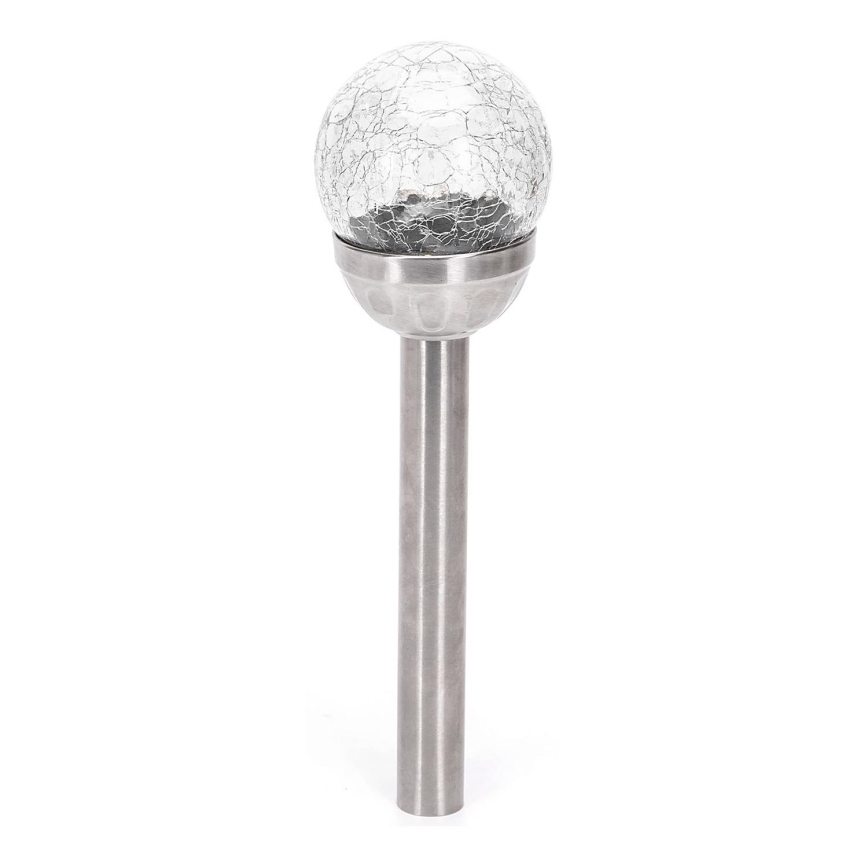 Aigostar - LED Solárna lampa LED/0,006W/1,2V 37,8cm matný chróm 6500K IP44 100 mAh