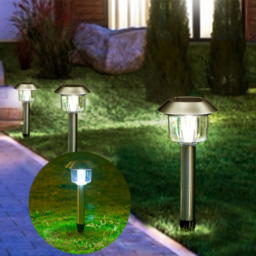 Aigostar - LED Solárna lampa LED/0,08W/2V 36,6 cm 6500K IP44 matný chróm