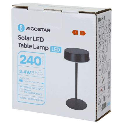 Aigostar - Solárna LED lampa LED/2,4W/5V IP44 1800 mAh