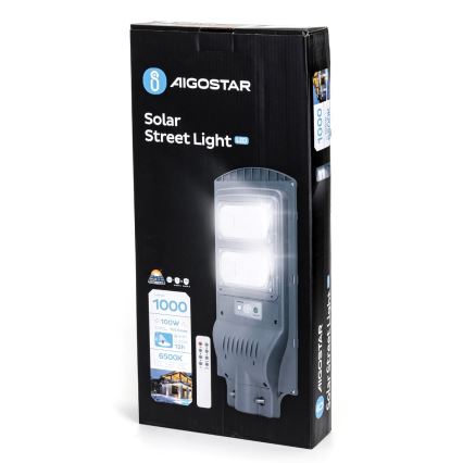 Aigostar - LED Solárna pouličná lampa so senzorom LED/100W/3,2V IP65 6500K + diaľkové ovládanie