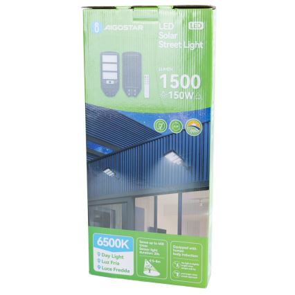 Aigostar - LED Solárna pouličná lampa so senzorom LED/150W/3,2V 8000mAh IP65 6500K + diaľkové ovládanie