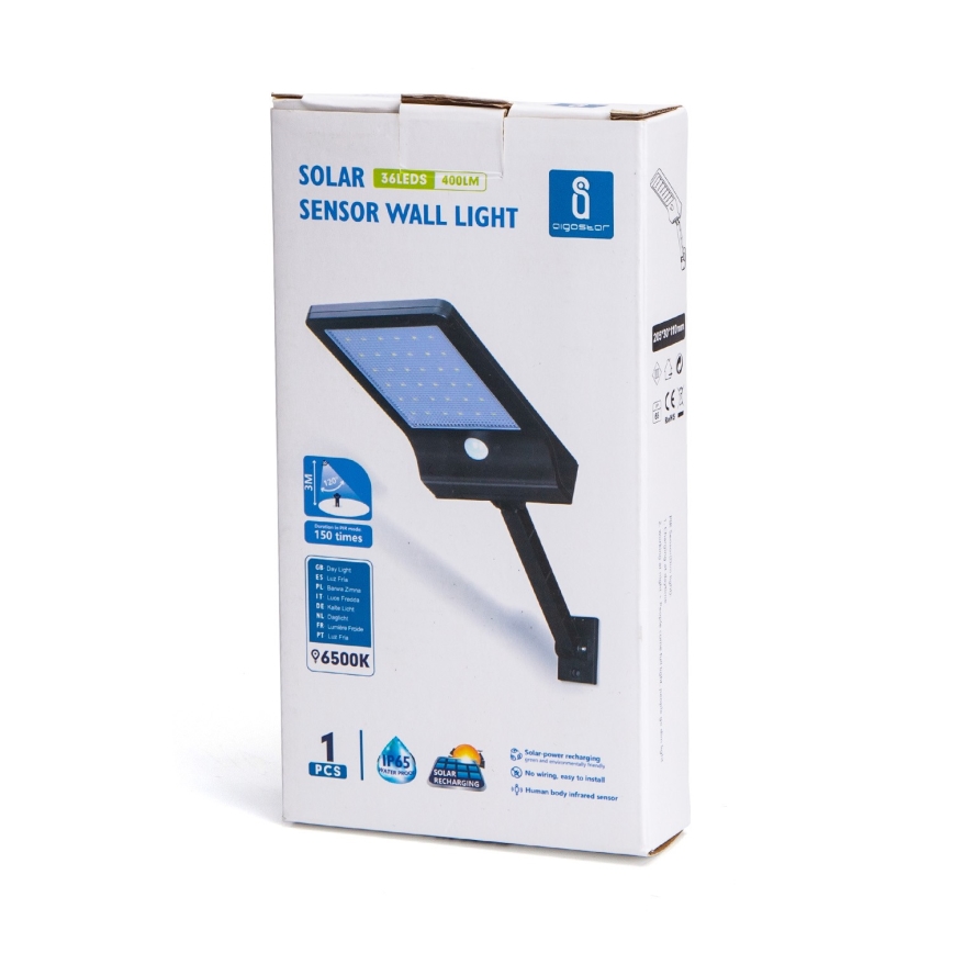 Aigostar - LED Solárna pouličná lampa so senzorom LED/2,3W/5,5V 1800 mAh IP65