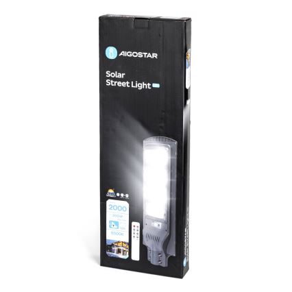 Aigostar - LED Solárna pouličná lampa so senzorom LED/200W/3,2V 20000mAh IP65 6500K + diaľkové ovládanie