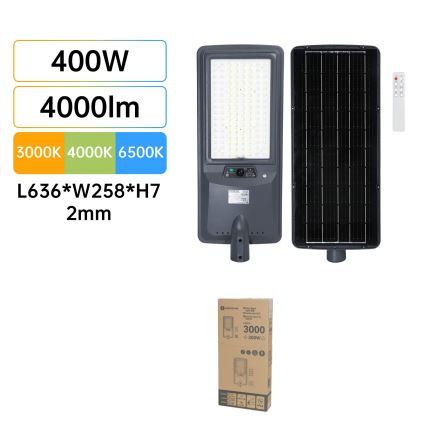 Aigostar - LED solárne pouličné svietidlo so senzorom LED/400W/3,2V 4800mAh + diaľkové ovládanie