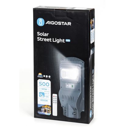 Aigostar - LED Solárna pouličná lampa so senzorom LED/50W/3,2V IP65 6500K + diaľkové ovládanie