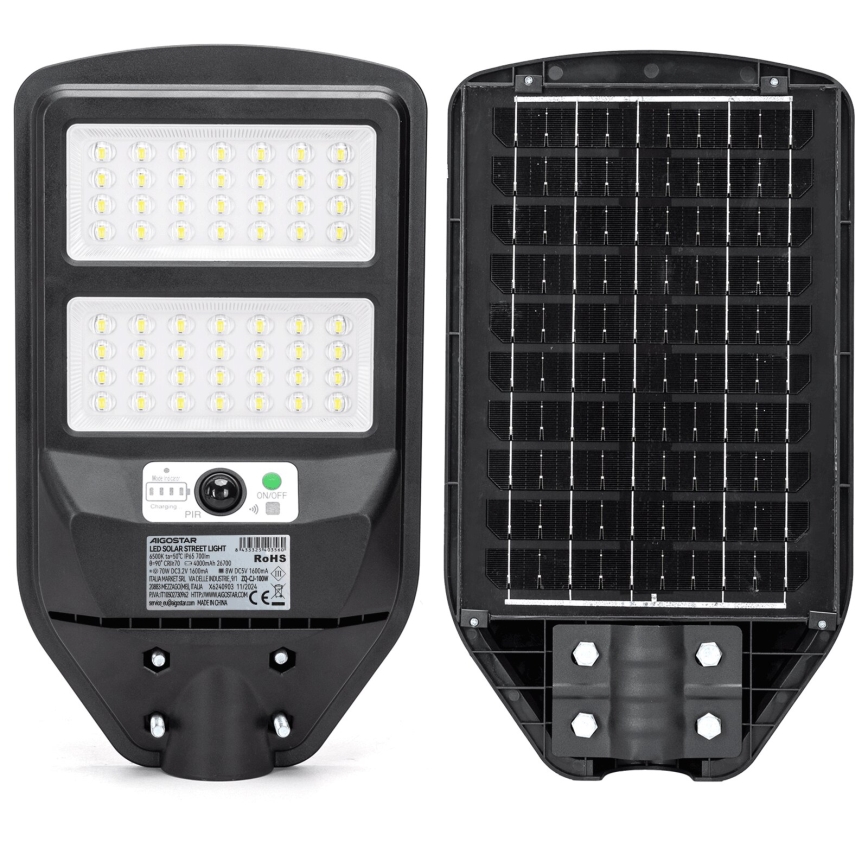 Aigostar - LED Solárna pouličná lampa so senzorom LED/70W/3,2V 4000mAh IP65 6500K + diaľkové ovládanie