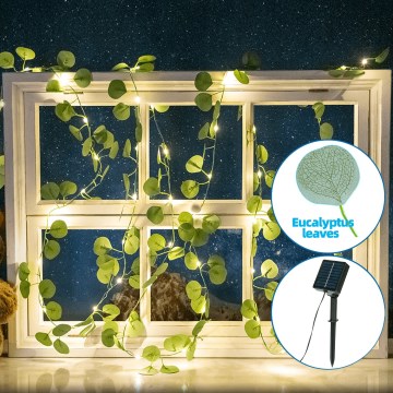 Aigostar - LED Solárna reťaz 100xLED/12m IP65 teplá biela eukalyptus