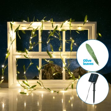 Aigostar - LED Solárna reťaz 100xLED/12m IP65 teplá biela olive
