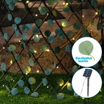 Aigostar - LED Solárna reťaz 102xLED/2x0,7m IP65 teplá biela eukalyptus