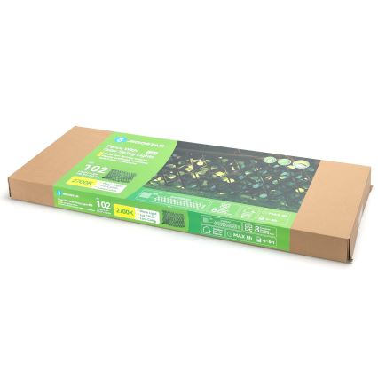 Aigostar - LED Solárna reťaz 102xLED/2x0,7m IP65 teplá biela eukalyptus