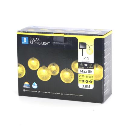 Aigostar - LED Solárna reťaz 10xLED/3,8m IP44 600 mAh teplá biela