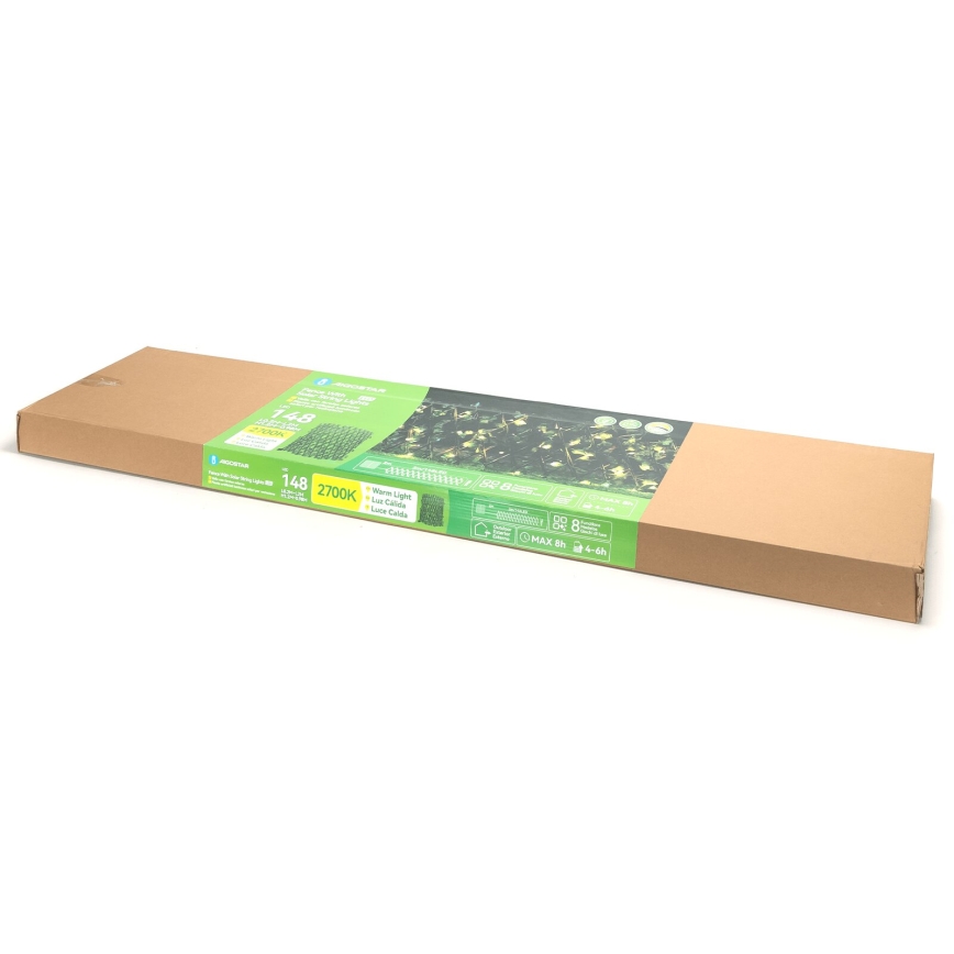 Aigostar - LED Solárna reťaz 148xLED/2x1,2m IP65 teplá biela ivy